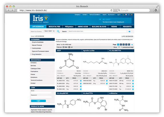 Webshop für Chemikalien